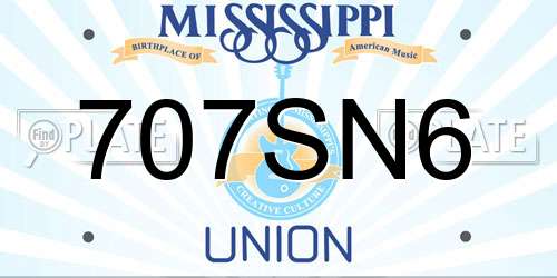 707SN6 Mississippi License Plate