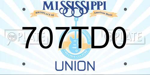 707TD0 Mississippi License Plate