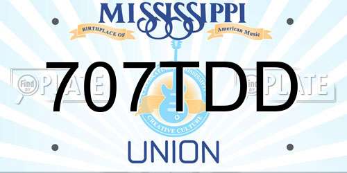 707TDD Mississippi License Plate