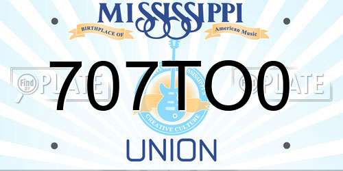707TO0 Mississippi License Plate