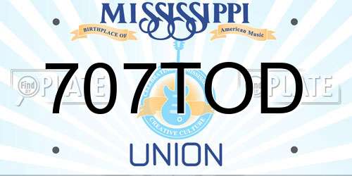 707TOD Mississippi License Plate