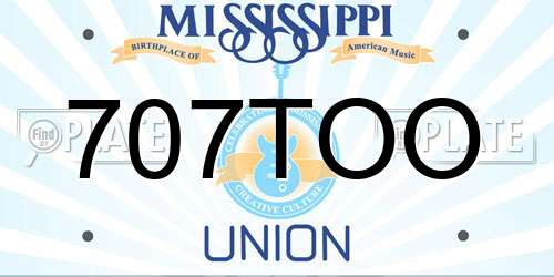 707TOO Mississippi License Plate