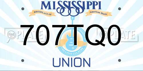 707TQ0 Mississippi License Plate