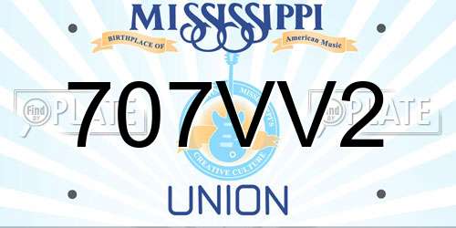707VV2 Mississippi License Plate