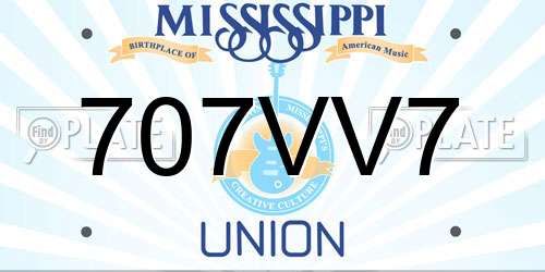 707VV7 Mississippi License Plate