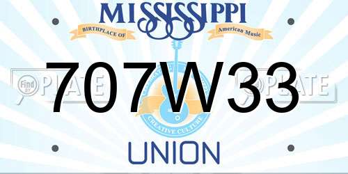 707W33 Mississippi License Plate