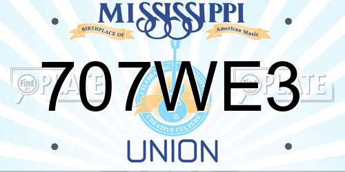 707WE3 Mississippi License Plate