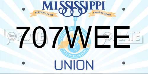 707WEE Mississippi License Plate