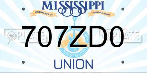 707ZD0 Mississippi License Plate