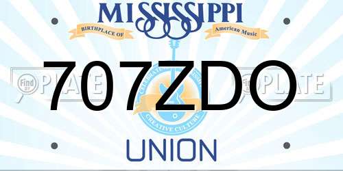707ZDO Mississippi License Plate