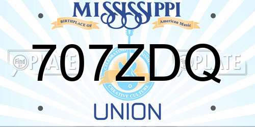 707ZDQ Mississippi License Plate