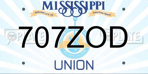 707ZOD Mississippi License Plate