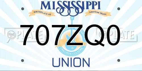 707ZQ0 Mississippi License Plate