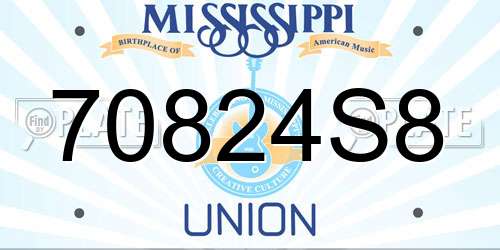 70824S8 Mississippi License Plate