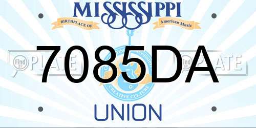 7085DA Mississippi License Plate