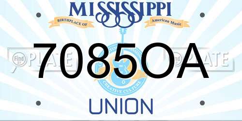 7085OA Mississippi License Plate