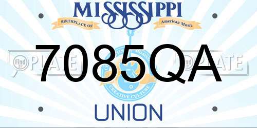 7085QA Mississippi License Plate