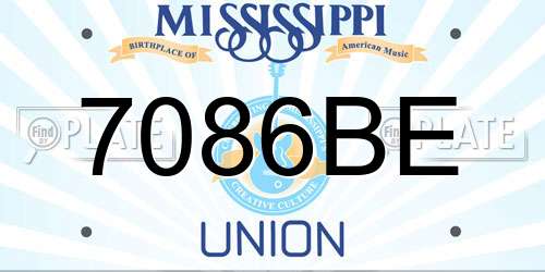 7086BE Mississippi License Plate