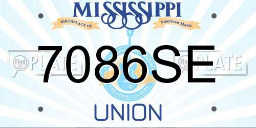 7086SE Mississippi License Plate
