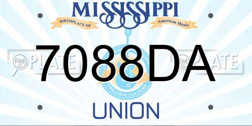 7088DA Mississippi License Plate