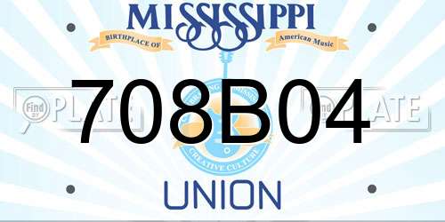 708B04 Mississippi License Plate