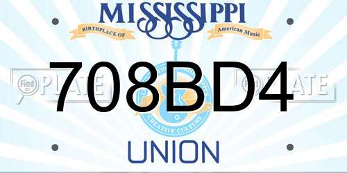 708BD4 Mississippi License Plate