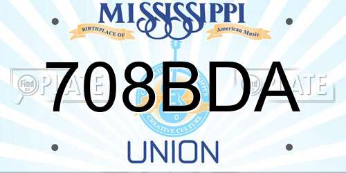 708BDA Mississippi License Plate
