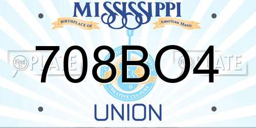 708BO4 Mississippi License Plate