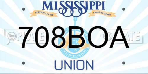 708BOA Mississippi License Plate