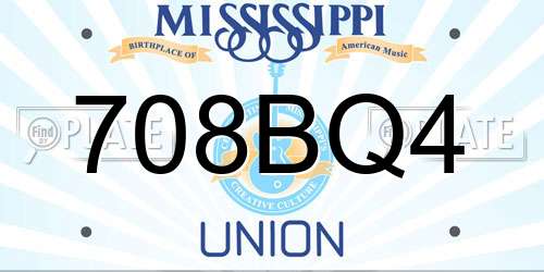 708BQ4 Mississippi License Plate