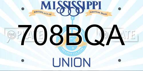 708BQA Mississippi License Plate