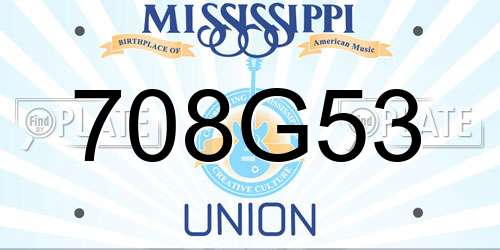 708G53 Mississippi License Plate