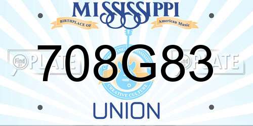 708G83 Mississippi License Plate