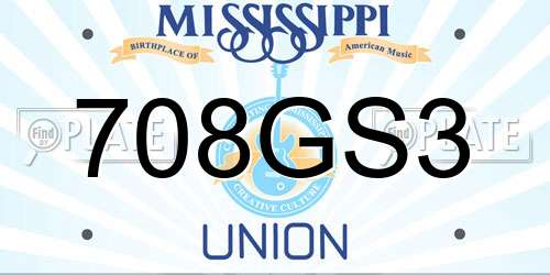 708GS3 Mississippi License Plate