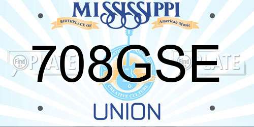 708GSE Mississippi License Plate