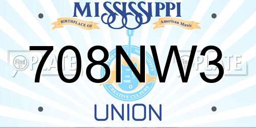 708NW3 Mississippi License Plate