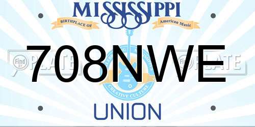 708NWE Mississippi License Plate