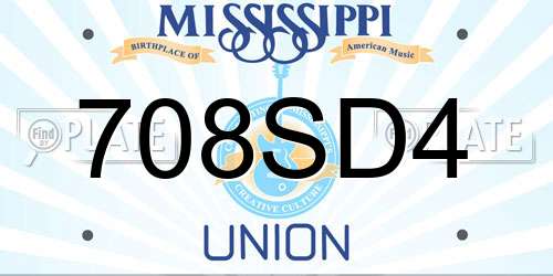 708SD4 Mississippi License Plate