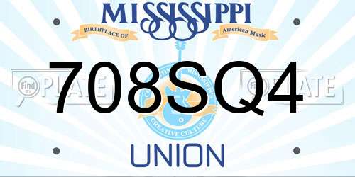 708SQ4 Mississippi License Plate