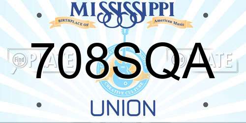 708SQA Mississippi License Plate