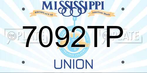 7092TP Mississippi License Plate