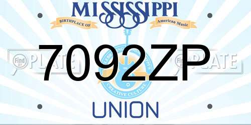 7092ZP Mississippi License Plate