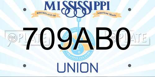 709AB0 Mississippi License Plate