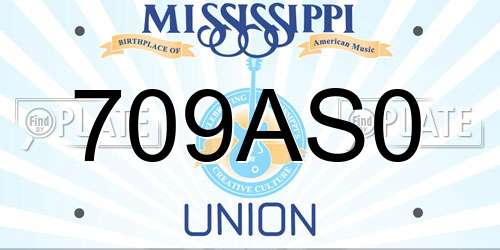 709AS0 Mississippi License Plate