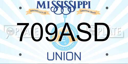 709ASD Mississippi License Plate