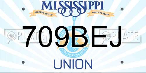 709BEJ Mississippi License Plate