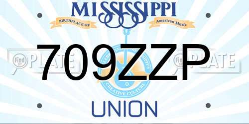 709ZZP Mississippi License Plate