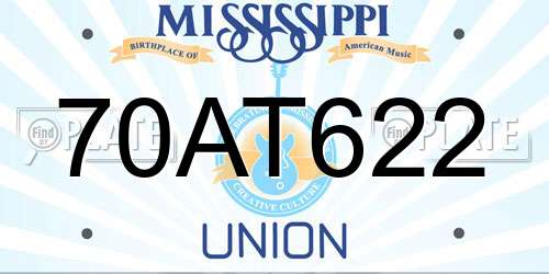 70AT622 Mississippi License Plate