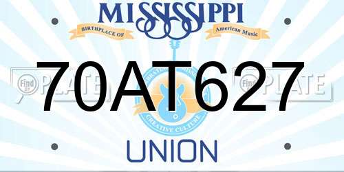 70AT627 Mississippi License Plate