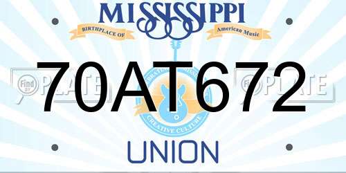 70AT672 Mississippi License Plate